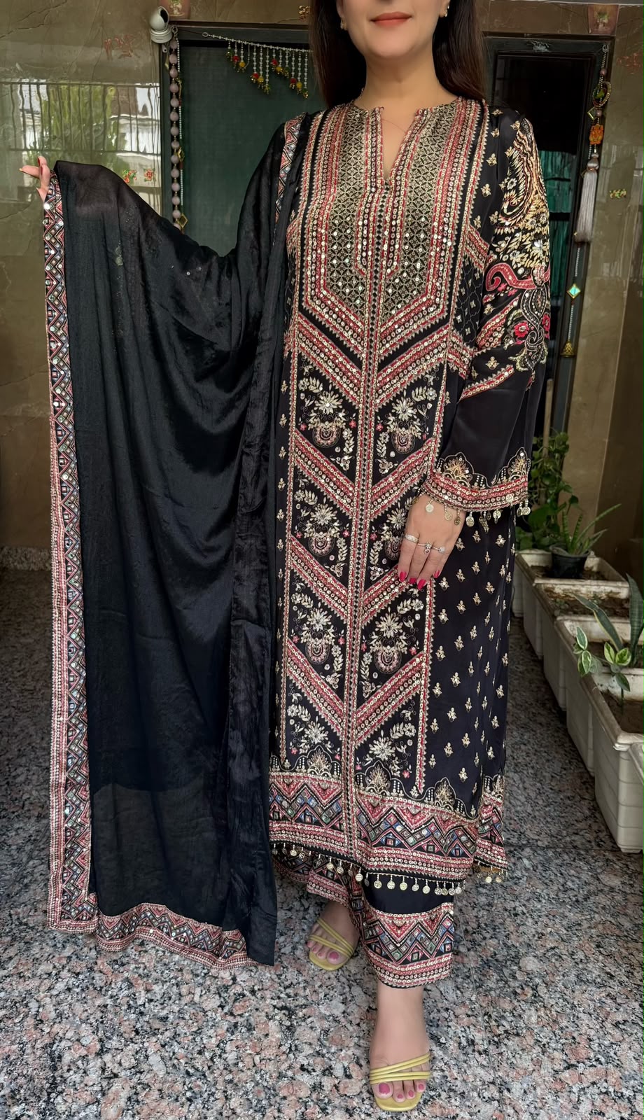 SDC-4778. Digital Print Pure Crepe Lining Kurti Set