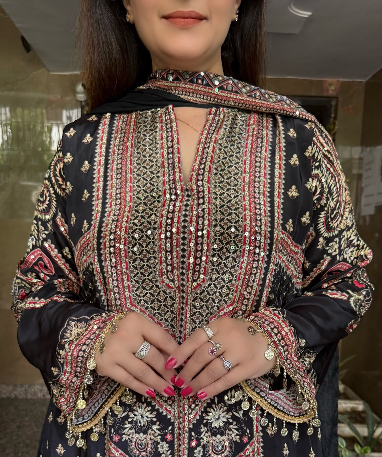 SDC-4778. Digital Print Pure Crepe Lining Kurti Set