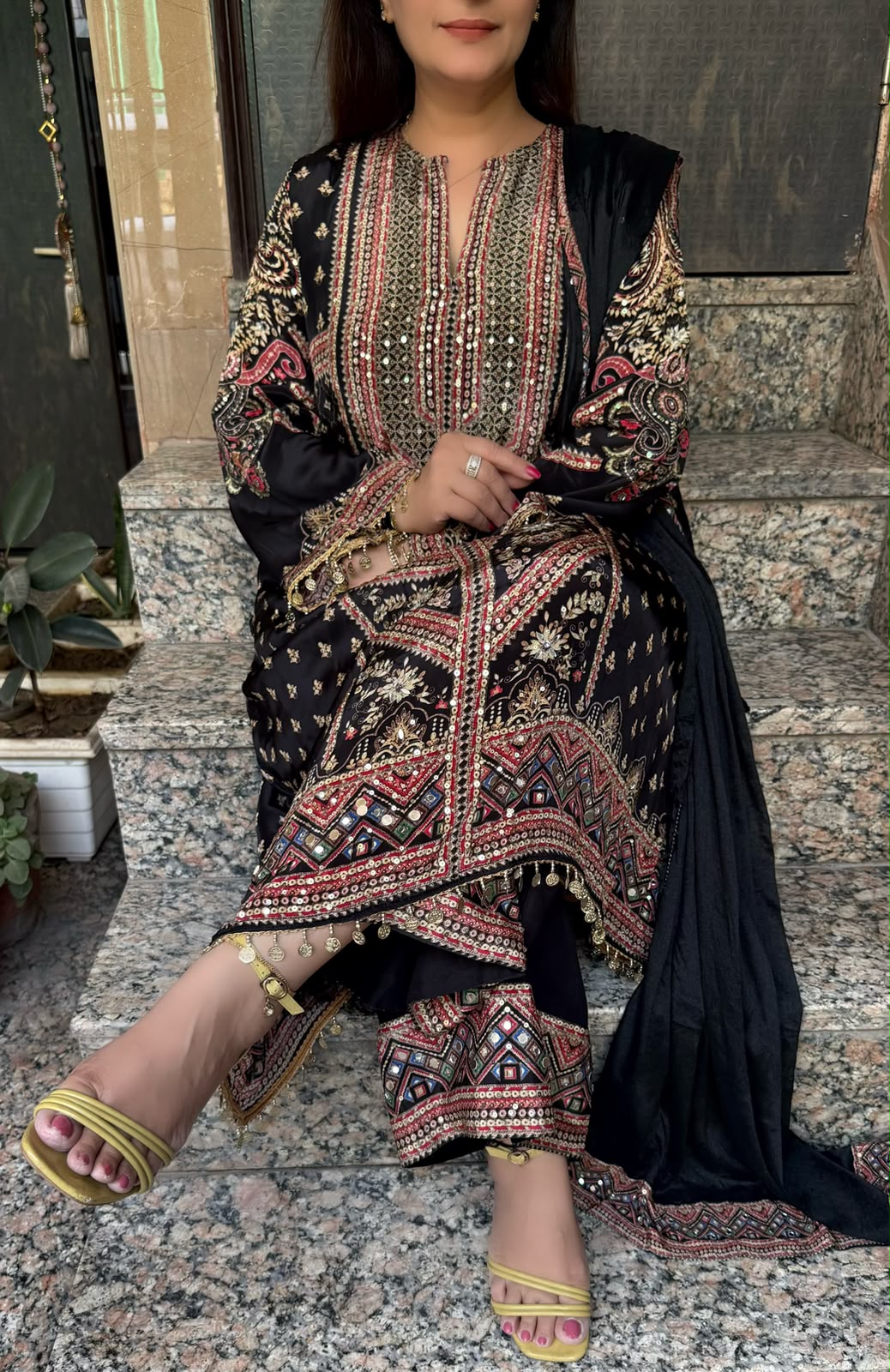 SDC-4778. Digital Print Pure Crepe Lining Kurti Set