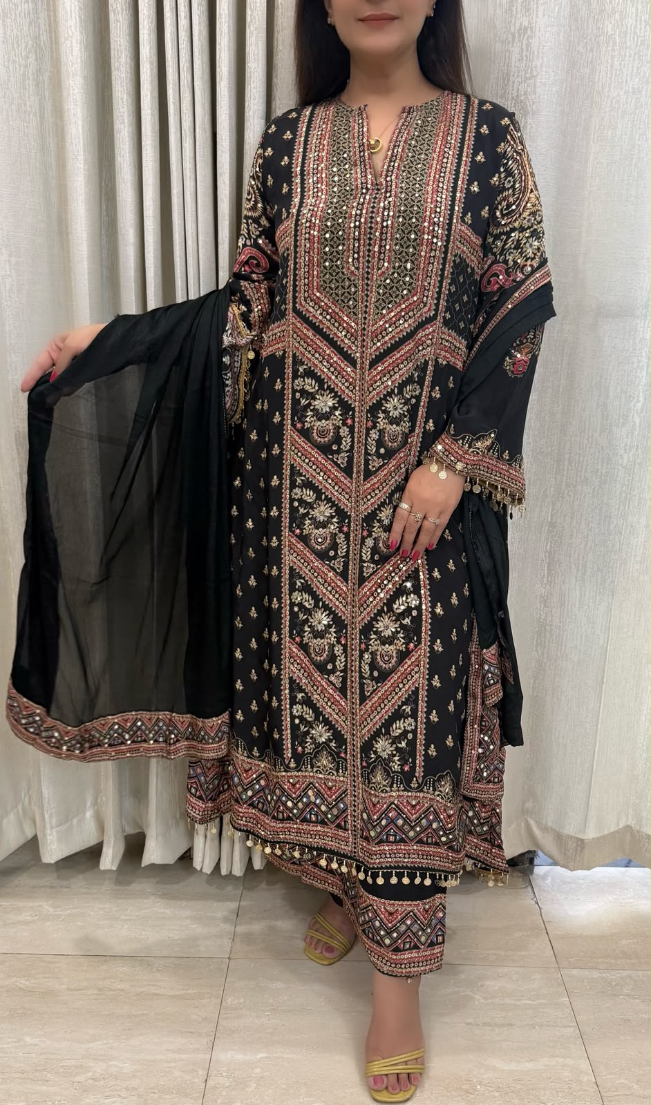 SDC-4778. Digital Print Pure Crepe Lining Kurti Set