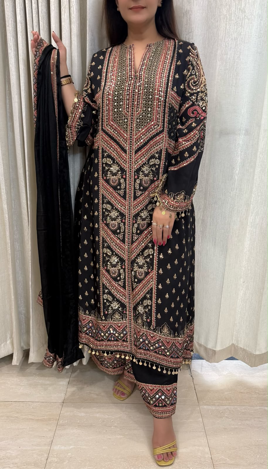 SDC-4778. Digital Print Pure Crepe Lining Kurti Set