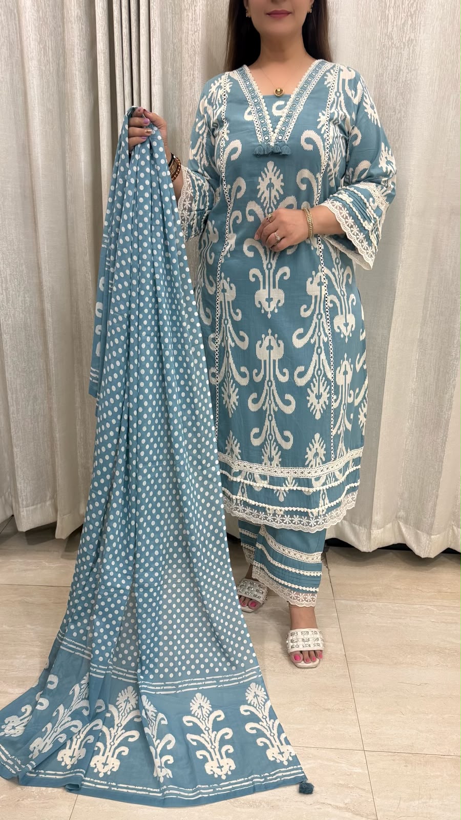 SDC-4835. Pure Mul Cotton 3 Piece Kurti Set