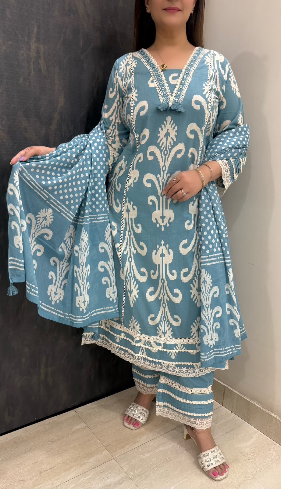 SDC-4835. Pure Mul Cotton 3 Piece Kurti Set