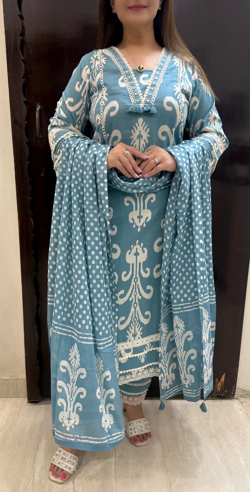 SDC-4835. Pure Mul Cotton 3 Piece Kurti Set