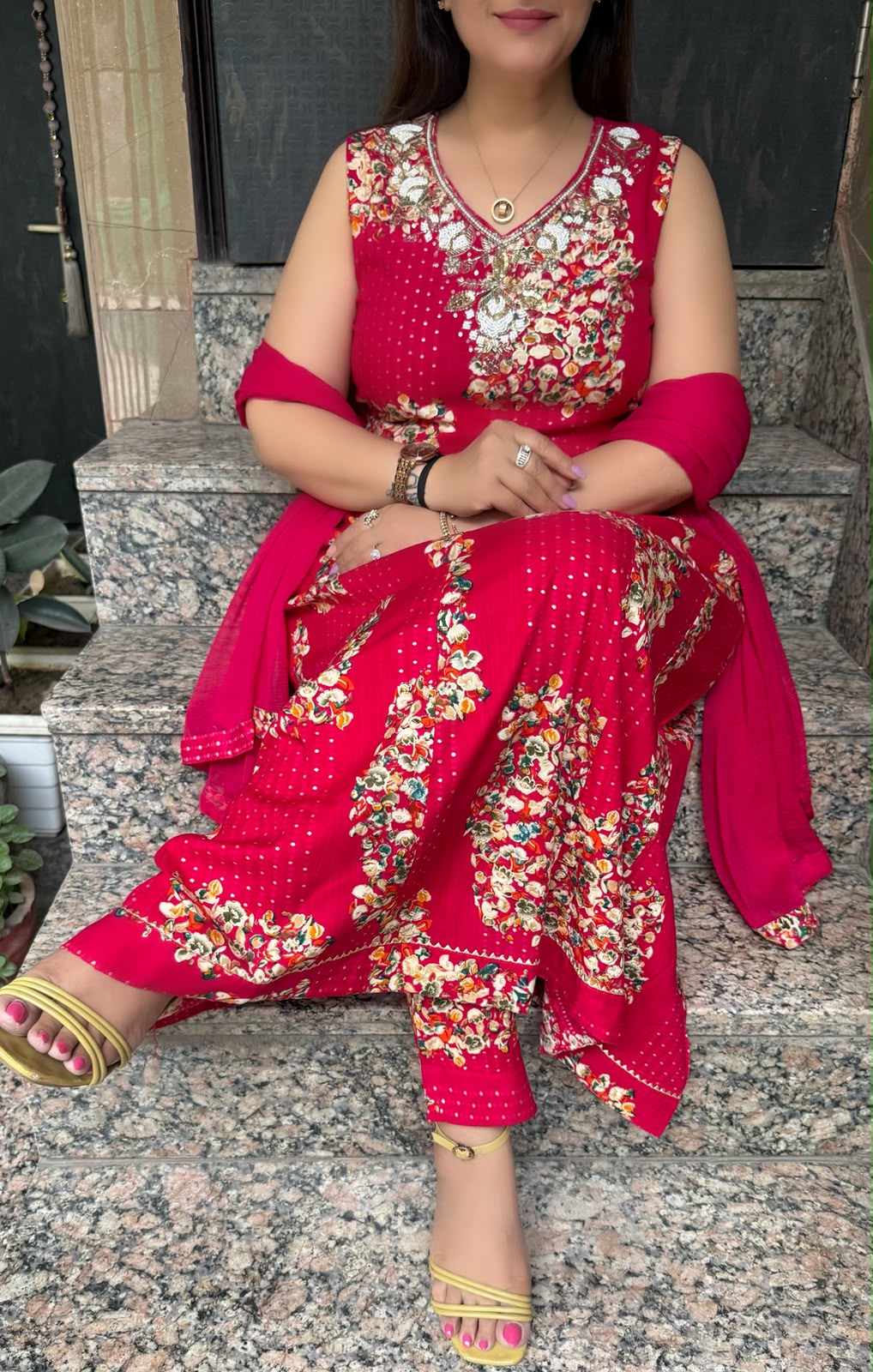 SDC-4841. Rayon 3 Piece Kurti Set