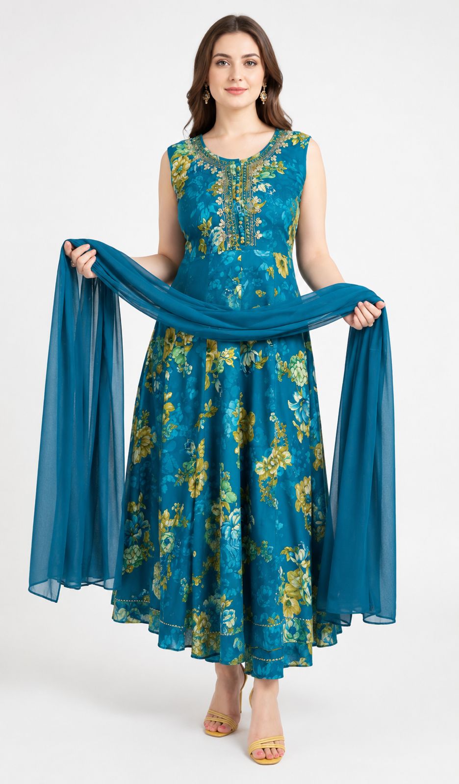 SDC-4836. Rayon 3 Piece Anarkali Kurti Set