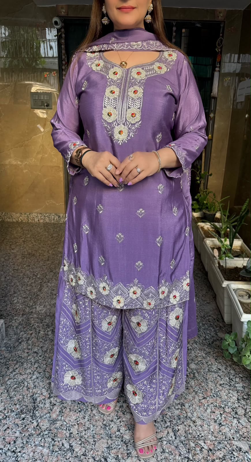SDC-4847. Chinnon 3 Piece Full Lining Kurti Set