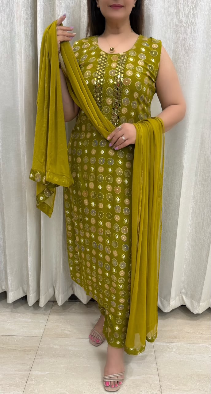 SDC-4853. Rayon 3 Piece Kurti Set