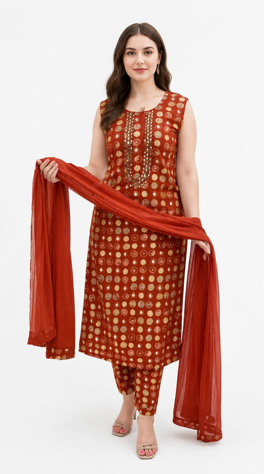 SDC-4850. Rayon 3 Piece Kurti Set