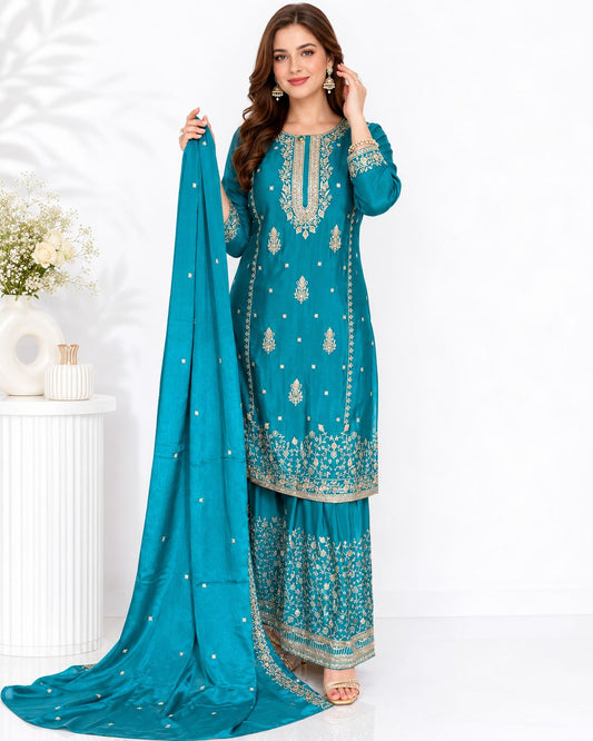 SDC-4848. Chinnon 3 Piece Full Lining Kurti Set