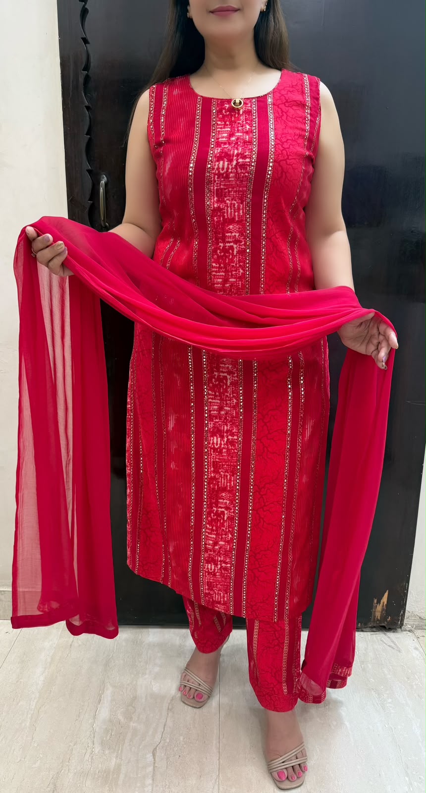 SDC-4857. Rayon 3 Piece Kurti Set