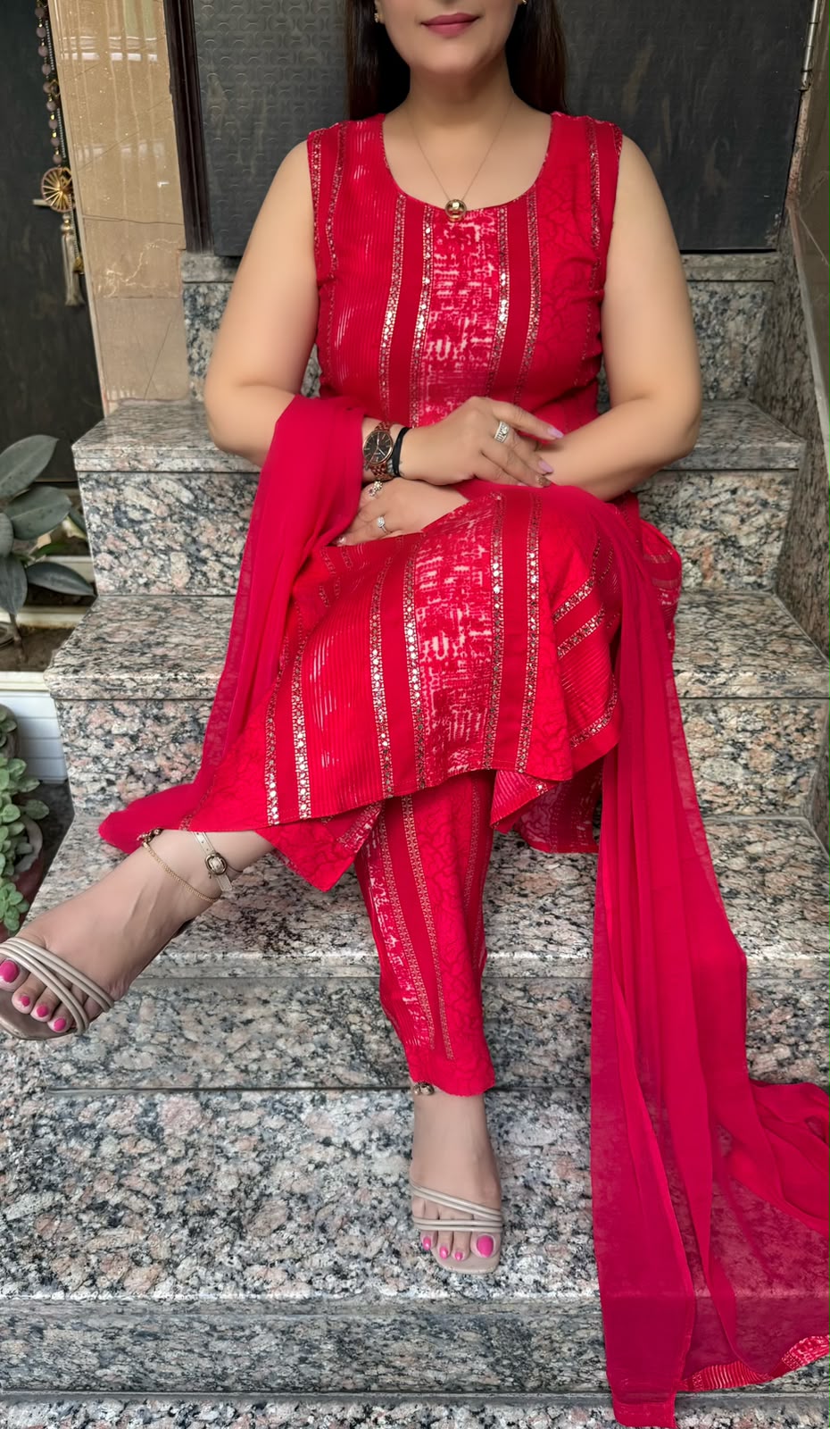 SDC-4857. Rayon 3 Piece Kurti Set
