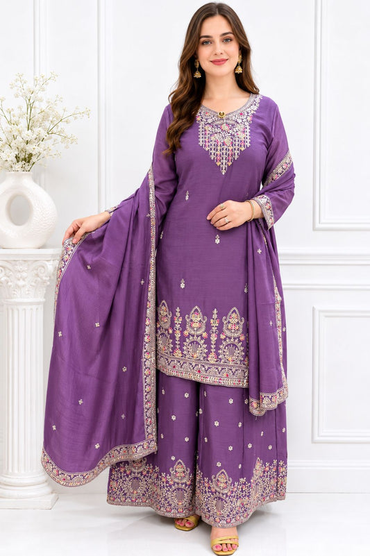 SDC-4854. Chinnon 3 Piece Full Lining Kurti Set