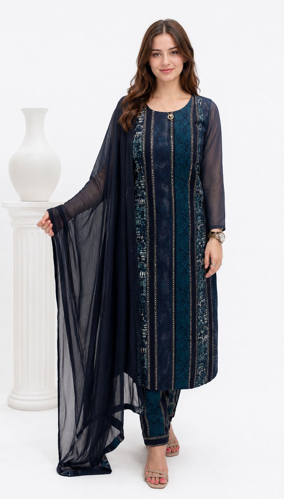 SDC-4856. Rayon 3 Piece Kurti Set