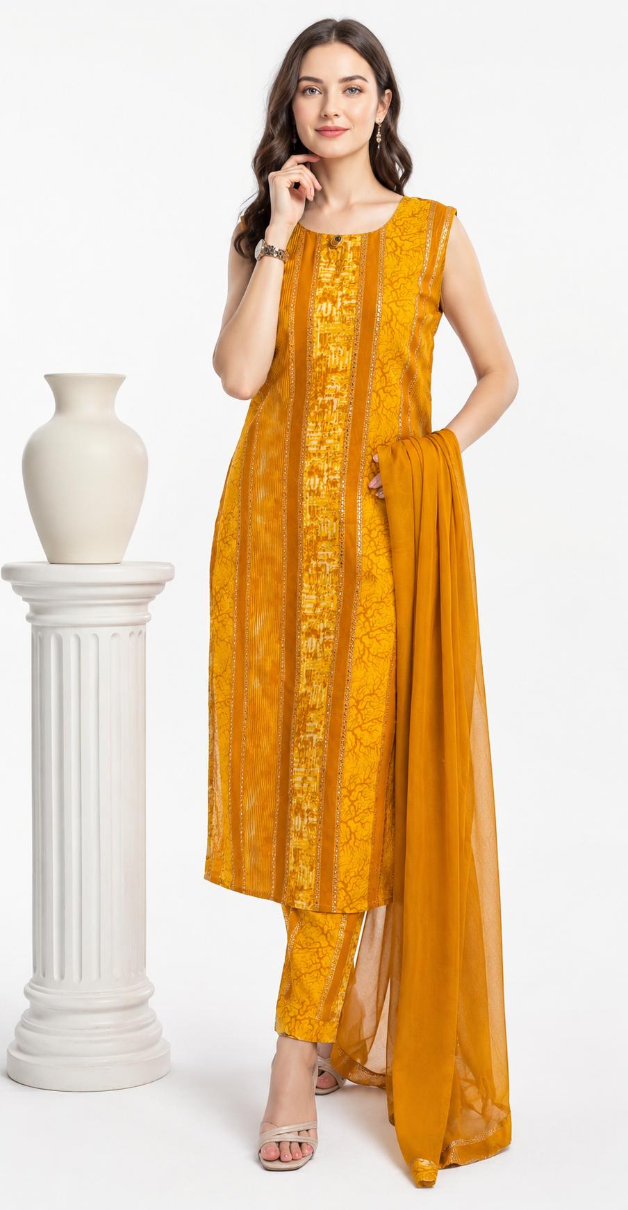 SDC-4858. Rayon 3 Piece Kurti Set