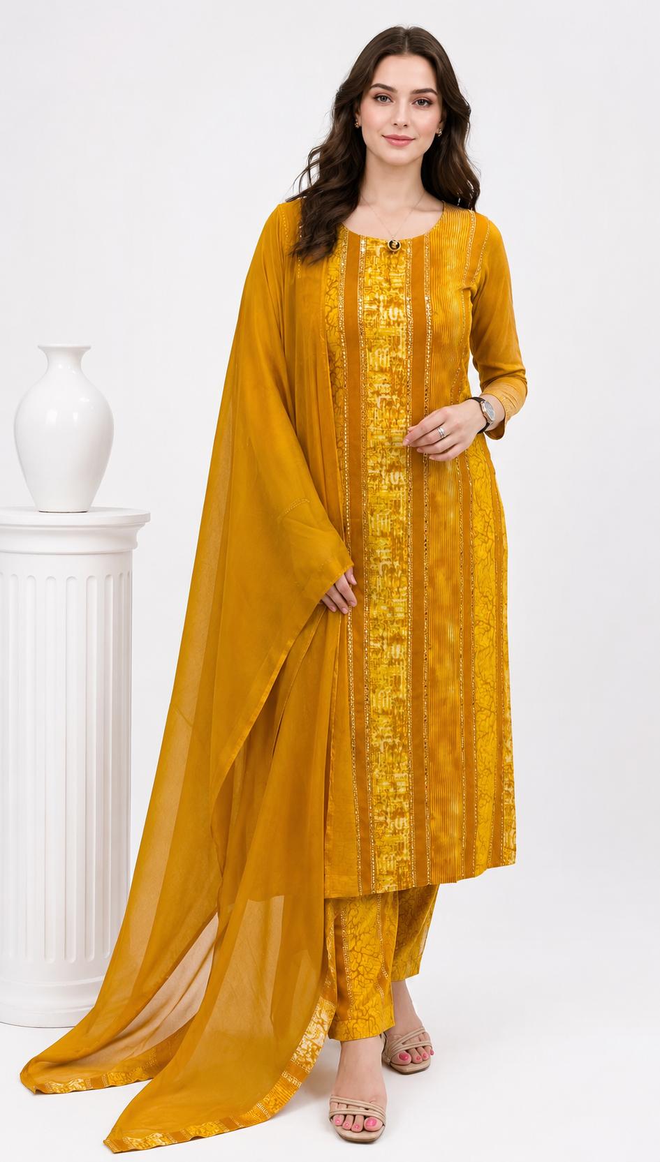 SDC-4858. Rayon 3 Piece Kurti Set