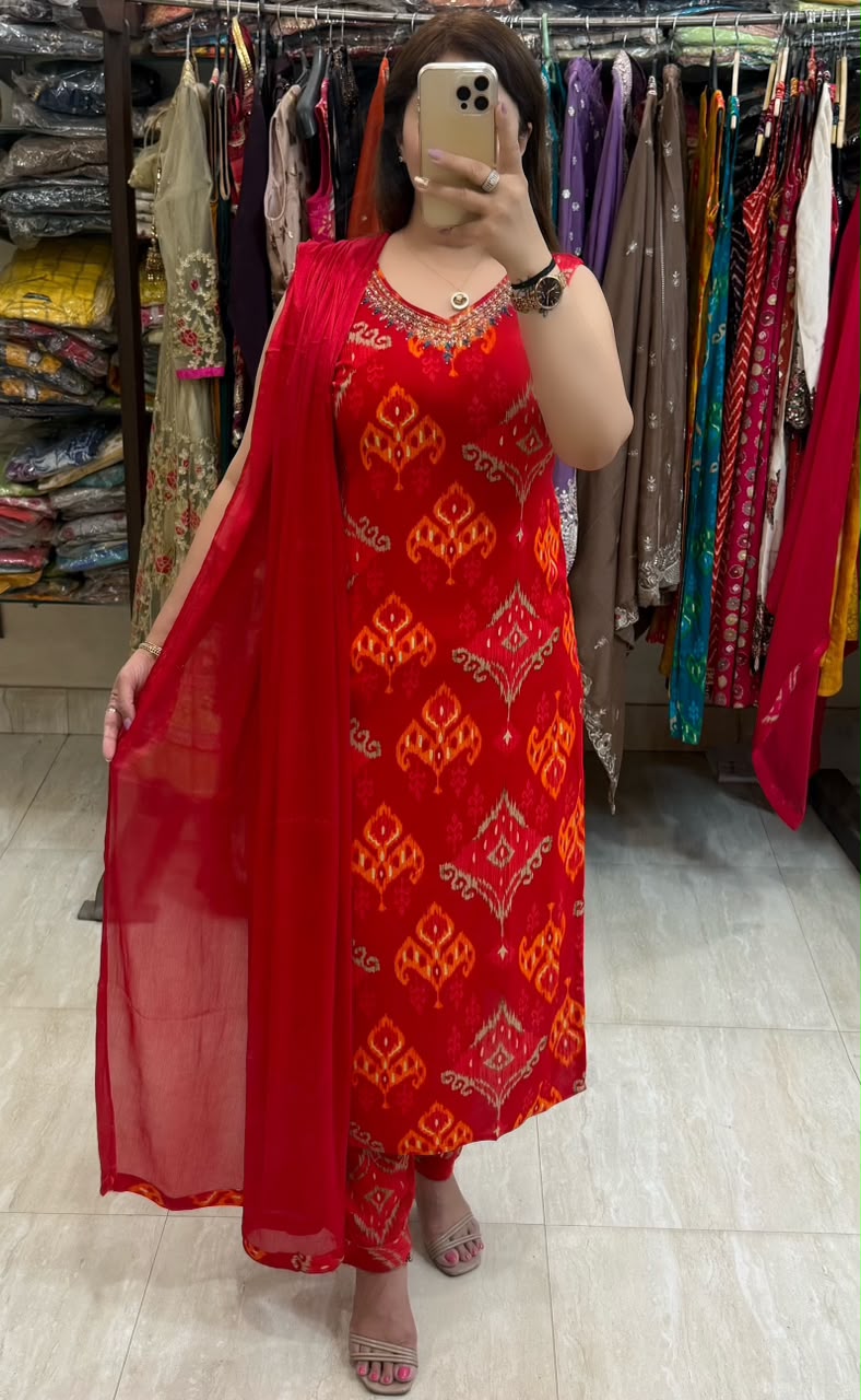 SDC-4859. Rayon 3 Piece Kurti Set