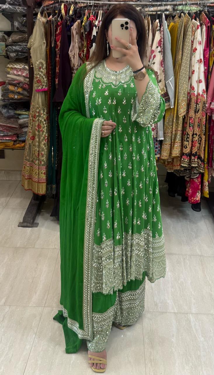 SDC-4911. Pure Crepe Digital Print 3 Piece Anarkali