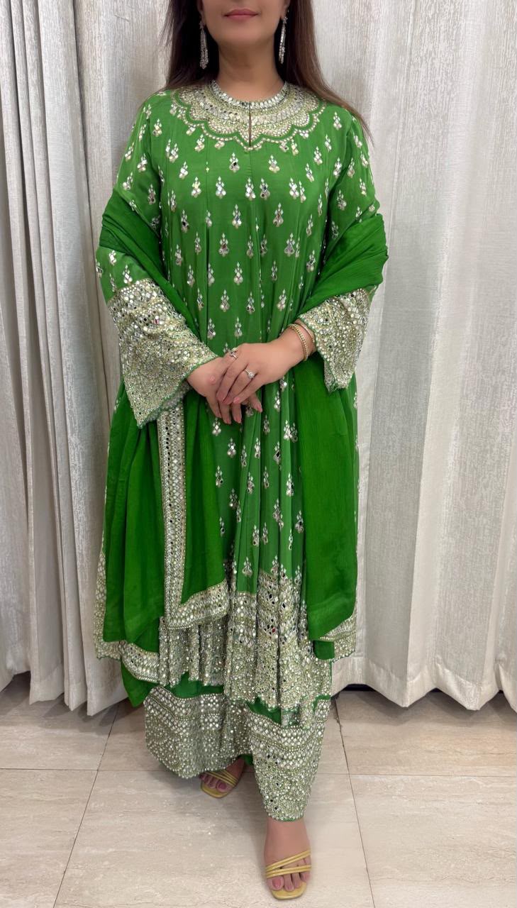 SDC-4911. Pure Crepe Digital Print 3 Piece Anarkali