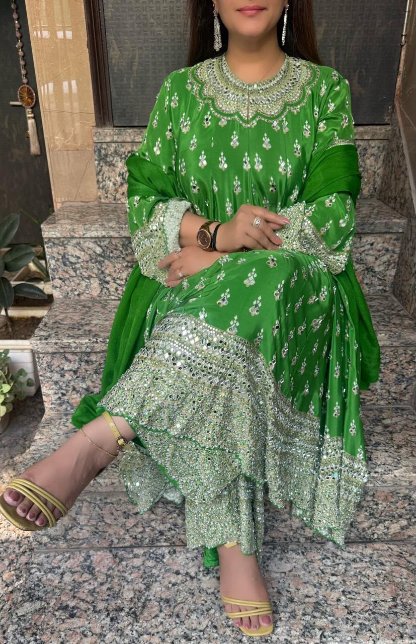 SDC-4911. Pure Crepe Digital Print 3 Piece Anarkali