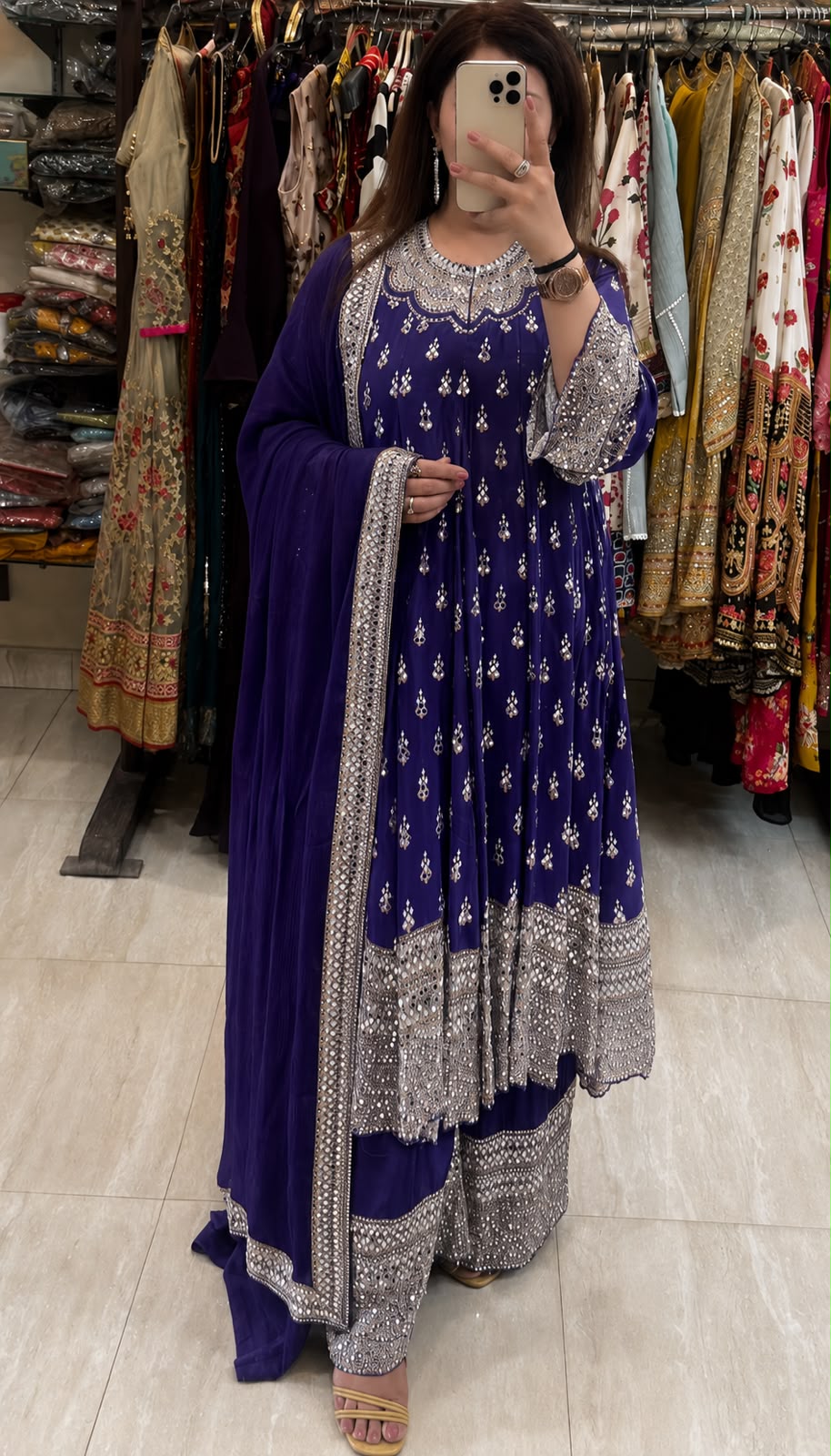SDC-4912. Pure Crepe Digital Print 3 Piece Anarkali