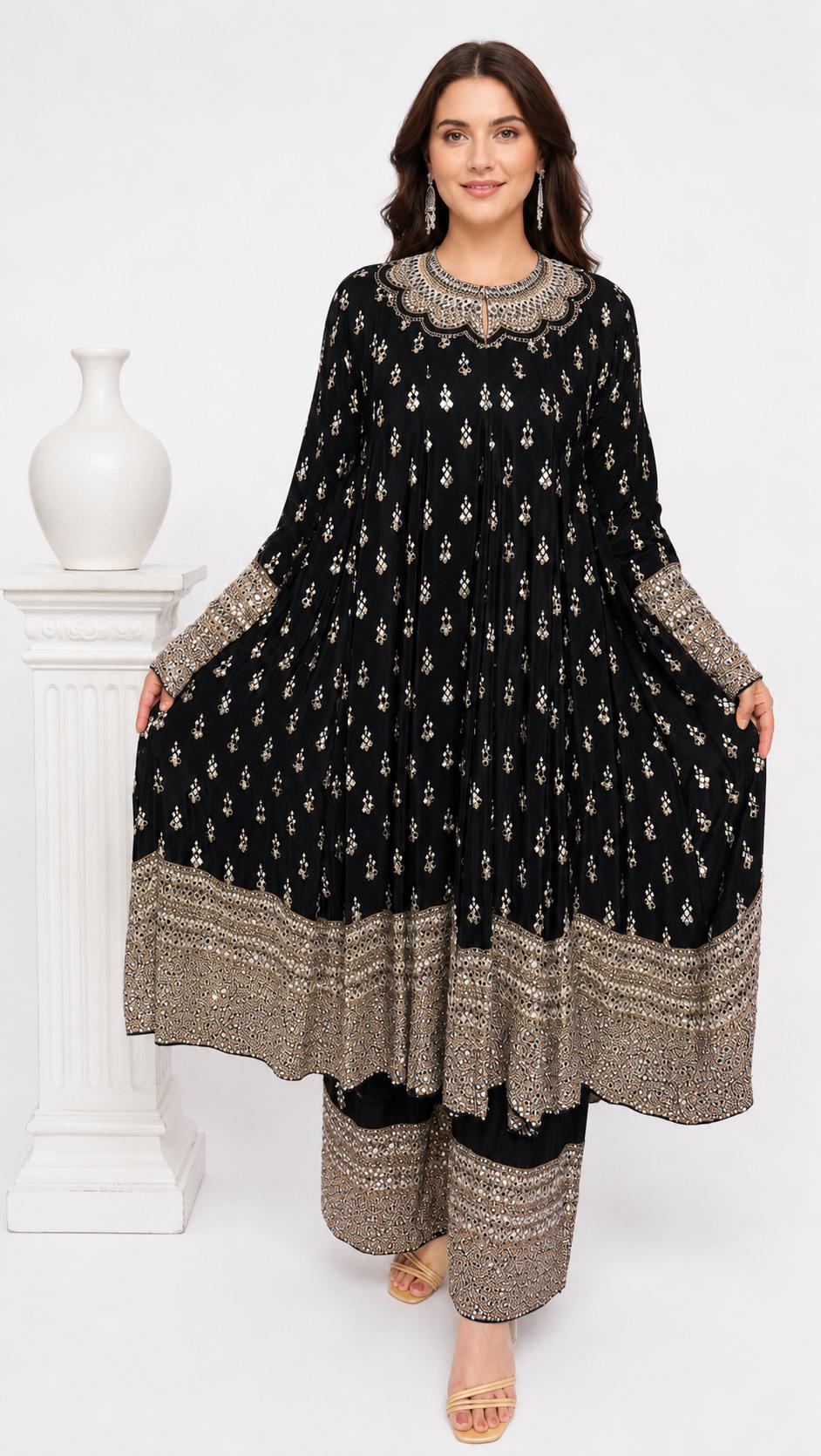 SDC-4913. Pure Crepe Digital Print 3 Piece Anarkali