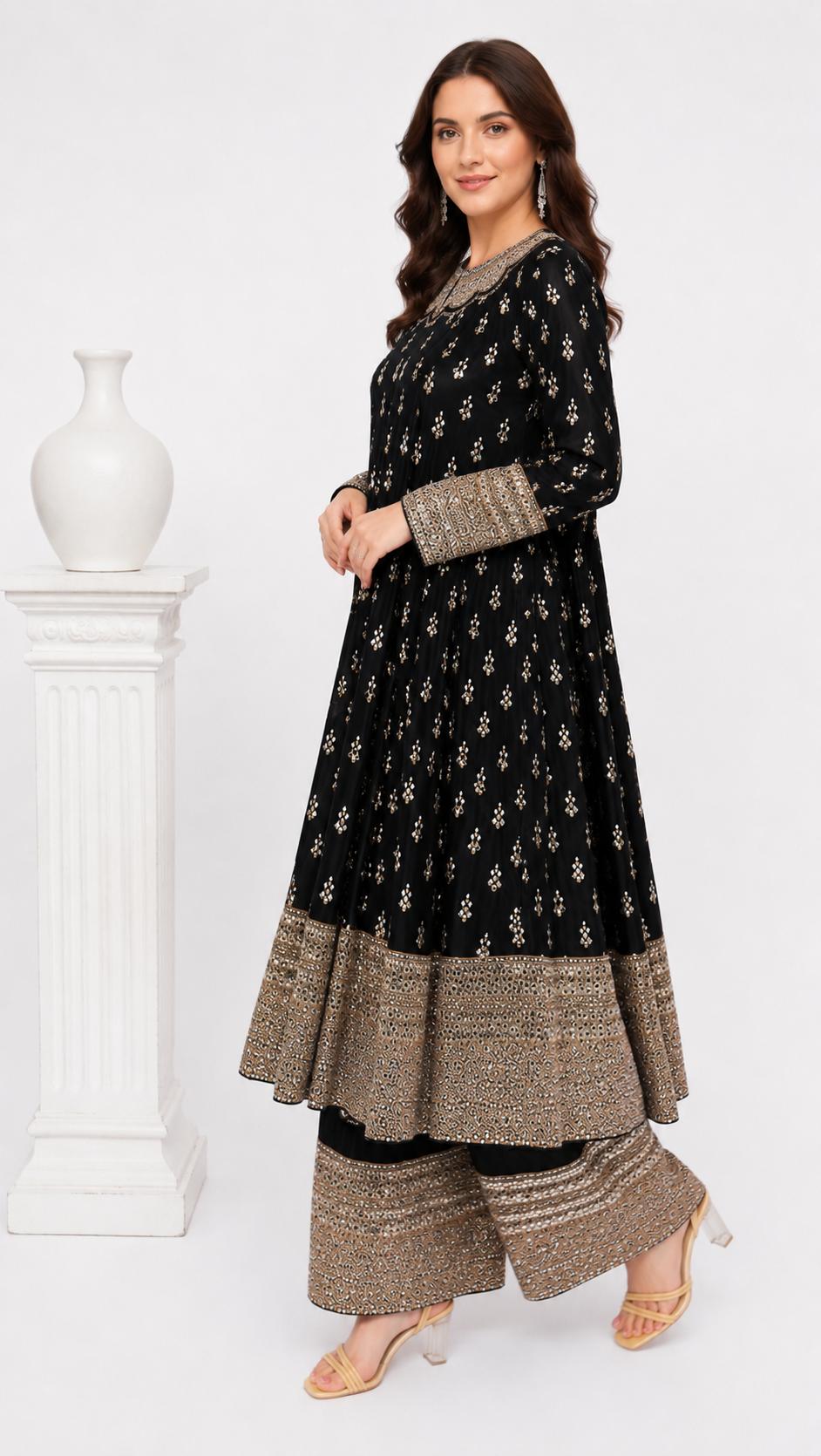 SDC-4913. Pure Crepe Digital Print 3 Piece Anarkali