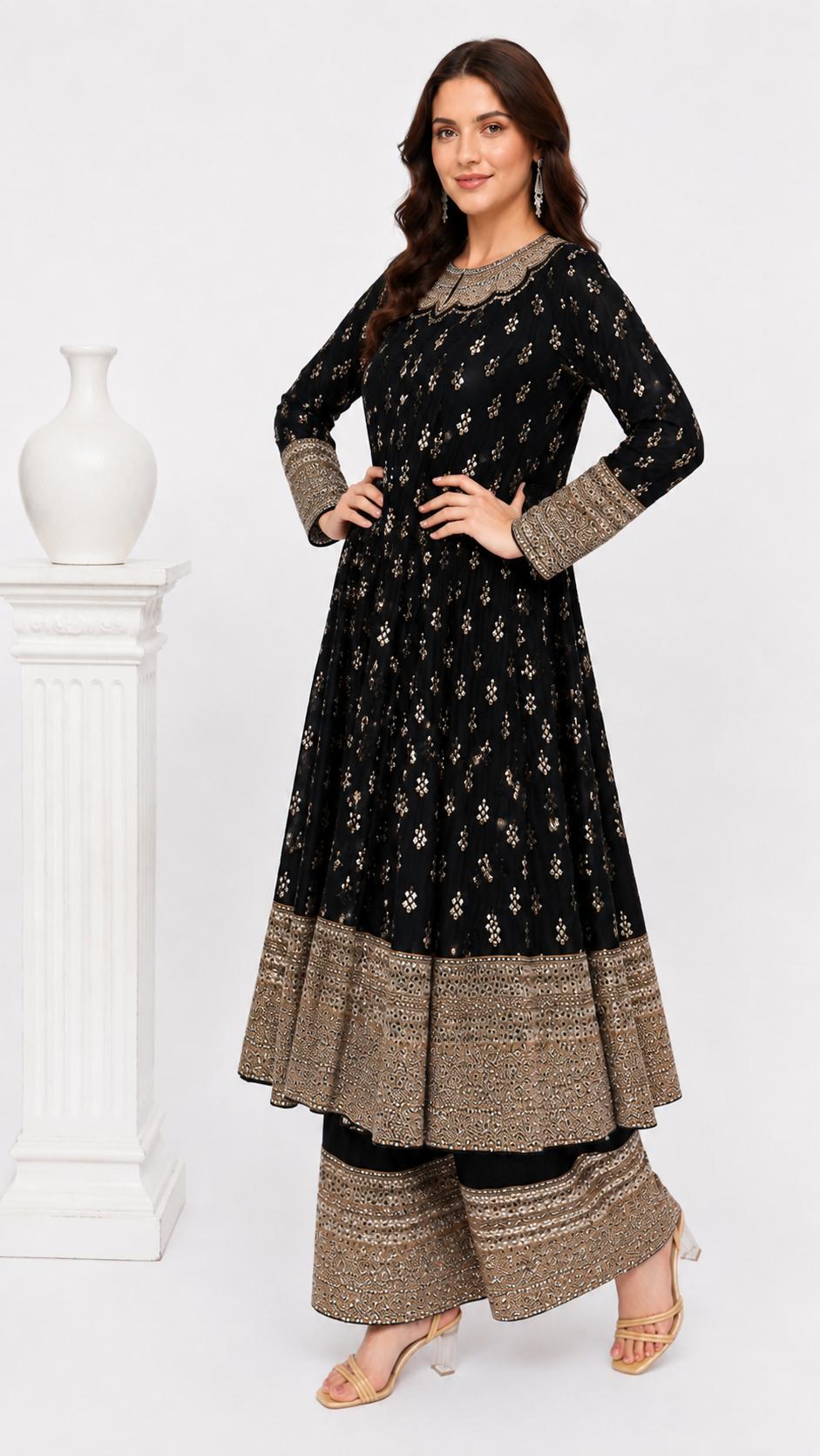 SDC-4913. Pure Crepe Digital Print 3 Piece Anarkali